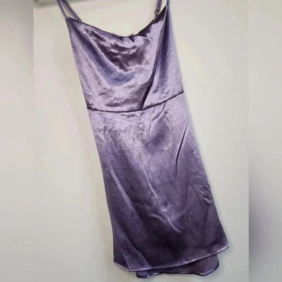 Wild Fable dress ladies shiny metallic purple mini dress - Picture 4 of 7